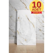 Renkli Duvarlar 10 Adet 30X60cm Sade Gold Mermer Desen Yapışkanlı Köpük Duvar Paneli Kağıdı banyo,tezgah arasıTX-076