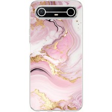 TechTree Tecno Spark Slim 5g Uyumlu Pembe Mermer Baskılı Silikon Kılıf