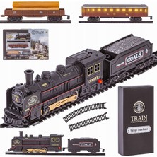 Apexma Oyuncak Işıklı ve Sesli Vagonlu Retro Model Tren - 18 Parça Raylı Tren Demiryolu Seti