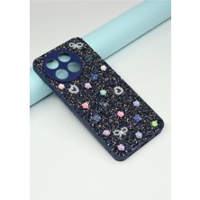 FoxPower Tecno Camon 30 Taşlı Kılıf Gül Desenli Silikon Kılıf