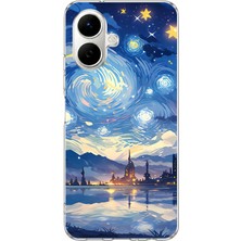 TechTree Infinix Smart 10 Uyumlu Yıldızlı Gökyüzü ve Şehir Silüeti Baskılı Silikon Kılıf