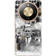 TechTree Honor Magic 8 Lite Uyumlu Mustafa Kemal Atatürk Kolaj Baskılı Silikon Kılıf