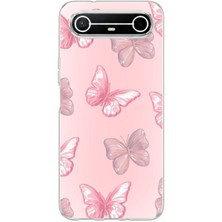 TechTree Tecno Spark Slim 5g Uyumlu Pembe Kelebekler Baskılı Silikon Kılıf