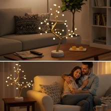 Tas Masaüstü Boncuklu Şarjlı Ağaç Lamba