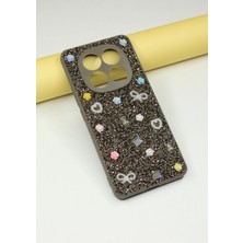 FoxPower Redmi Note 14 Pro 5g Taşlı Kılıf Gül Desenli Silikon Kılıf