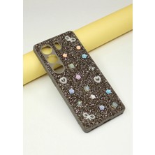 FoxPower Tecno Camon 40 Taşlı Kılıf Gül Desenli Silikon Kılıf