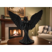 3D VAN TASARIM Siyah Kanatlı Melek Figürü