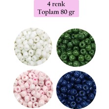 Dökme Cam Kum Boncuk Büyük Boy (6/0) 4 mm - 4 Renk - Toplam 80 Gram - BNC408 Nemere