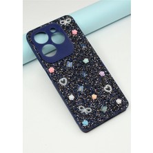 FoxPower Infinix Hot 40 / 40 Pro Kılıf Taşlı Gül Desenli Silikon Kılıf