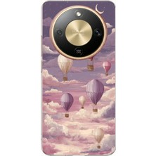 TechTree Honor Magic 8 Lite Uyumlu Mor Gökyüzü ve Uçan Balon Baskılı Silikon Kılıf