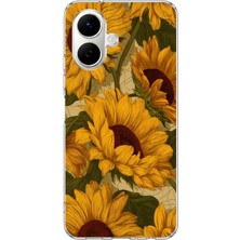 TechTree Infinix Smart 10 Uyumlu Altın Sarısı Ayçiçeği Bahçesi Baskılı Silikon Kılıf