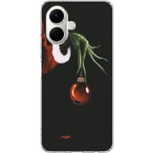 TechTree Infinix Smart 10 Uyumlu Grinch Yeşil El ve Kırmızı Yılbaşı Topu Baskılı Silikon Kılıf