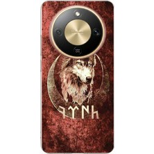 TechTree Honor Magic 8 Lite Uyumlu Göktürk Yazılı ve Bozkurt Desenli Baskılı Silikon Kılıf