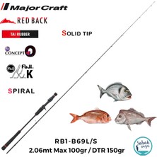 Major Craft Red Back 1g RB1-B69L/S Solid 2.06MT Max 100/150GR (S2P) Tetikli Tai Rubber Kamış