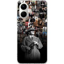 TechTree Infinix Smart 10 Uyumlu Atatürk Portre Kolaj Baskılı Silikon Kılıf