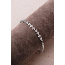 Sümer Telkari Taşlı Rodyumlu 925 Ayar Gümüş Bileklik 4909