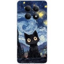 TechTree Redmi Note 15 4g Uyumlu Gece Yarısı Kedi Tasarımlı Baskılı Silikon Kılıf