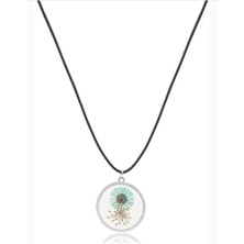 Oğal Çiçek Tasarımlı Yuvarlak Kolye