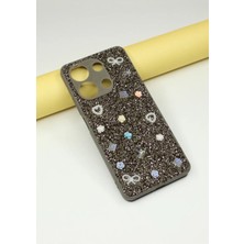 FoxPower Redmi Note 13 4g Taşlı Kılıf Gül Desenli Silikon Kılıf