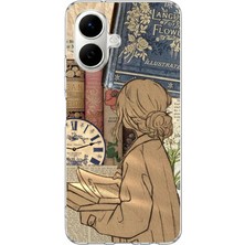 TechTree Infinix Smart 10 Uyumlu Retro Gazete Kadın Tasarımlı Baskılı Silikon Kılıf