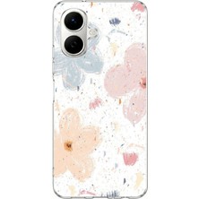 TechTree Infinix Smart 10 Uyumlu Pastel Soyut Çiçek ve Leke Desenli Baskılı Silikon Kılıf