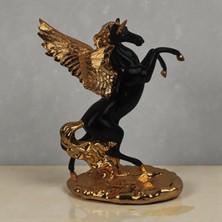 Elifeshop Lüks Reçine Büyük Boy Pegasus At Heykeli 35 cm Dekoratif Biblo Vitrin Konsol Süsü Ev & Ofis Hediyesi