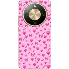 TechTree Honor Magic 8 Lite Uyumlu Pembe Minik Kalpler Baskılı Silikon Kılıf