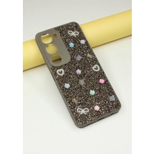 FoxPower Vivo Y19S Kılıf Taşlı Gül Desenli Silikon Kılıf