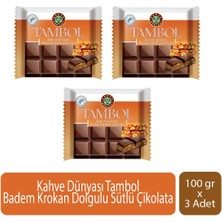 Kahve Dünyası Tambol Badem Krokan Dolgulu Sütlü Çikolata 100 gr x 3 Adet
