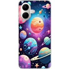 TechTree Tecno Spark Go 2 Uyumlu Uzay, Gezegen ve Yıldız Desenli Baskılı Silikon Kılıf