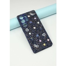 FoxPower Samsung S25 Ultra Taşlı Kılıf Gül Desenli Silikon Kılıf