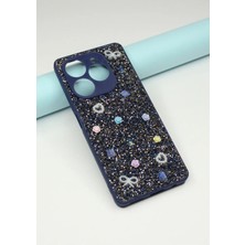 FoxPower Tecno Spark 20 Pro Taşlı Kılıf Gül Desenli Silikon Kılıf