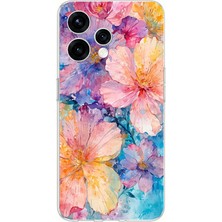 TechTree Oppo  Reno 15 - Reno 15F Uyumlu Renkli Çiçekler Sulu Boya Baskılı Silikon Kılıf