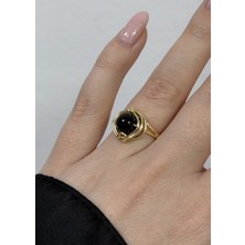 KİLİGİSTANBUL Siyah Taşlı Vintage Dolama Yüzük (Bedeni Ayarlanabilir)