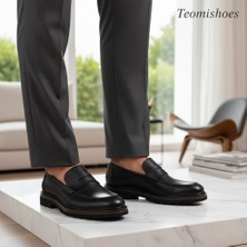 Siyah Bağcıksız Tabanı Kahverengi Loafer