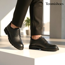 Siyah Kopçalı Deri Loafer