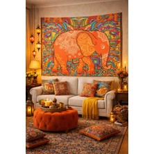 Alamodecor Etnik Fil Desenli Bereket Içeren Duvar Örtüsü Duvar Halısı