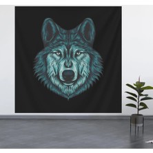 Alamodecor Mavi Kurt Model Duvar Örtüsü (100X100, 140X140) / Duvar Halısı