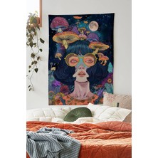 Alamodecor Psychedelic Mantar Kafa Kız Model Duvar Örtüsü