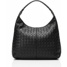 Scarlet Siyah - Deri Büyük Omuz Asmalı Çanta