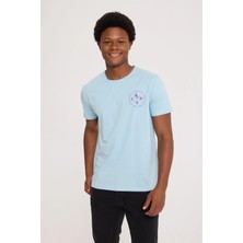 The Crow Live Soft Mavi Baskılı Tişört