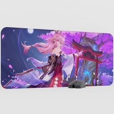 mousepad bastir Yae Miko Genshin Impact Anime Oyuncu V5 - 90X40 Xxl Gaming Mouse Pad Fare Altlığı