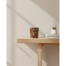 DS LLC Ieg ™ 3D Doğal Ahşap Görünümlü Yüz Detaylı Dekoratif Vazo Sanat Tasarım DSLLCRS-IEGK34