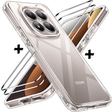 M.TK Moveteck Xiaomi Redmi Note 15 Pro 5g Kılıf Kamera Çıkıntılı Korumalı Yumuşak Şeffaf Silikon + 9h Ekran Koruyucu Cam Set 2in1