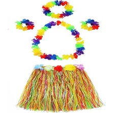 Indispensablely Yetişkin ve Çuk Uyumlu Luau Ha Hawaii Kolye Renkli Etek Taç ve Bileklik Seti