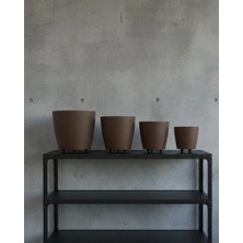 DS LLC Ieg ™ 4’lü 3D Modern Kahverengi Vazo Seti Ayaklı Dekoratif Saksı Takımı DSLLCRS-IEGK34