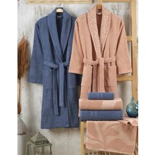 Indispensablely Puga Bornoz Seti Şeftali Indigo