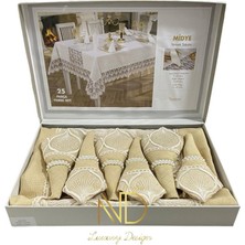 Indispensablely 25 Parça Masa Örtüsü Seti Midye Cappuccino