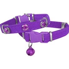 Indispensablely Kadife Kedi Boyun Tasması Taşlı 20-32 cm Mor