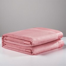ICON SILK Premium Saf Ipek Fleece Tek Kişilik Battaniye (Pembe)